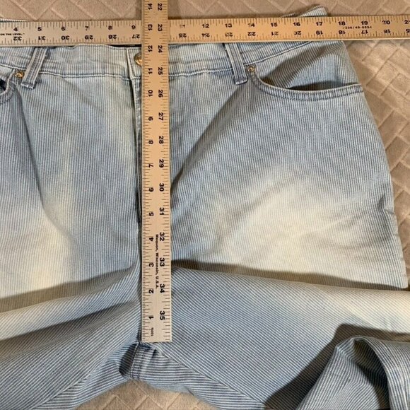 Gloria Vanderbilt Women 16 Denim Jeans Blue Striped Amanda Straight Crop Coastal - Picture 8 of 12